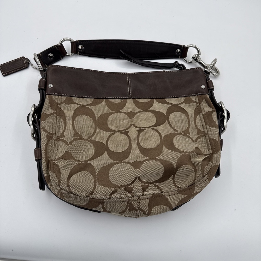 Coach Vintage 2009 Zoe Signature Brown Canvas/Leather Trim Buckle Hobo bag - Picture 2 of 14